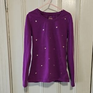 Faded Glory Purple Long Sleeve Tee with Rhinestone Accents